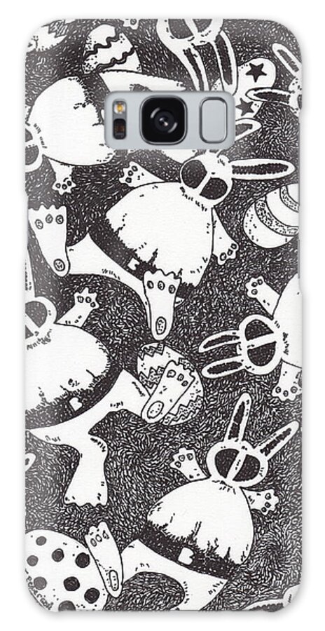Rabbits Galaxy Case featuring the drawing Mutant Easter Bunnies in Limbo by Todd Peterson