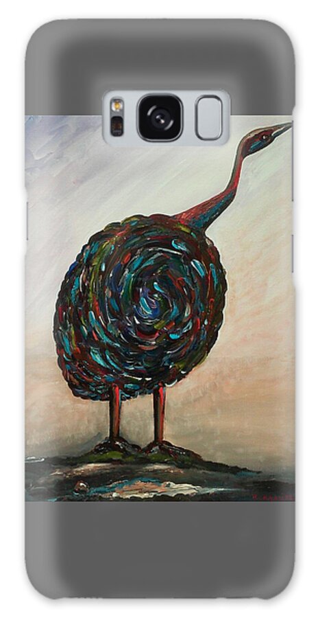 Semi-abstract Art Galaxy Case featuring the painting My Bird by Ray Khalife