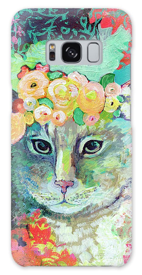 Cat Galaxy Case featuring the painting My Cat Naps in a Bed of Roses by Jennifer Lommers