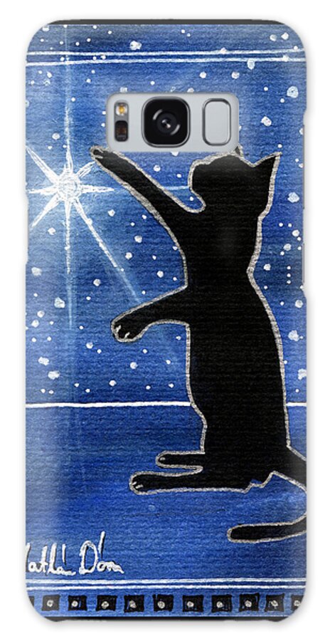 My Shinning Star Galaxy Case featuring the painting My Shinning Star - Christmas Cat by Dora Hathazi Mendes