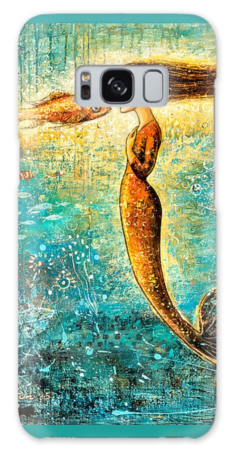 Mermaid Art Galaxy Case featuring the painting Mystic Mermaid IV by Shijun Munns