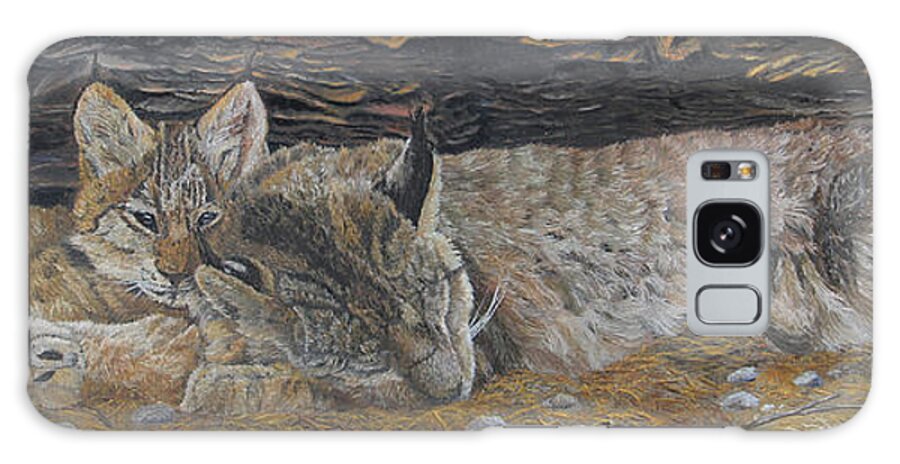 Lynx Galaxy Case featuring the painting Naptime - Canadian Lynx by Johanna Lerwick