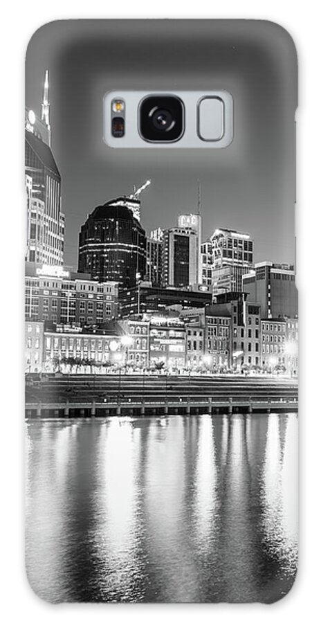 America Galaxy Case featuring the photograph Nashville Skyline Nights - Vertical Black and White by Gregory Ballos