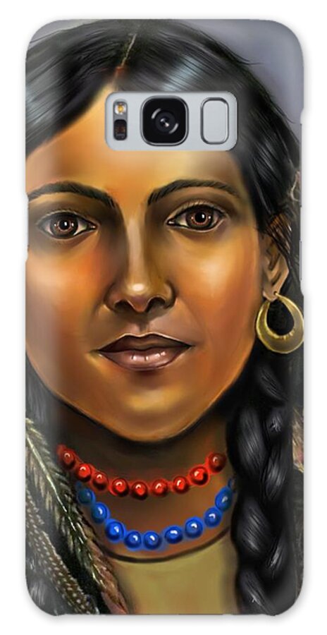Indian Galaxy Case featuring the digital art Native American Indian Woman by Carmen Cordova