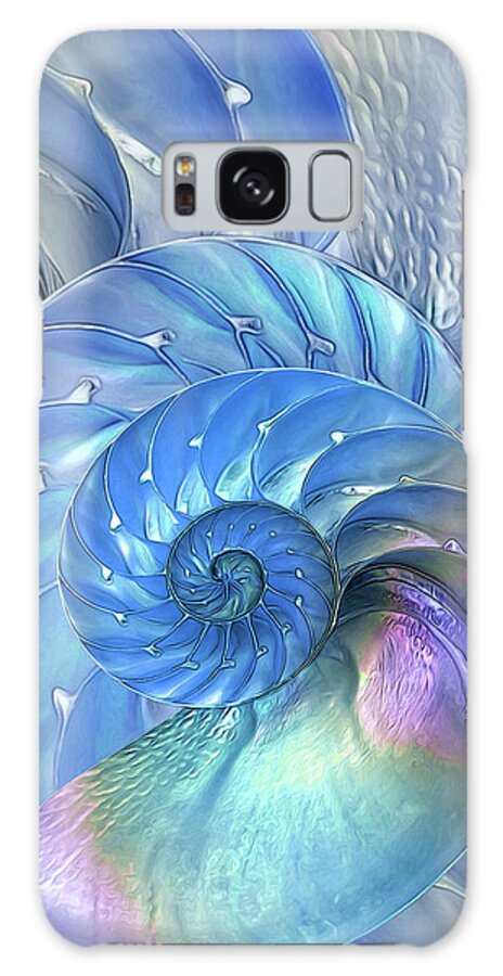 Nautilus Sea Shell Galaxy Case featuring the photograph Nautilus Shells Blue and Purple by Gill Billington