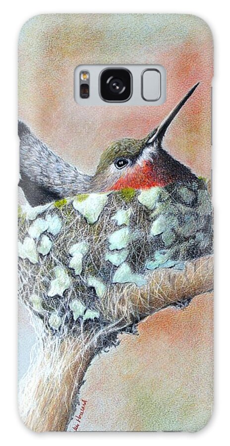 Hummingbirds Galaxy S8 Case featuring the drawing Nesting Anna by Phyllis Howard