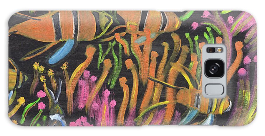 Tiger Fish Galaxy Case featuring the painting Coral Camouflage by Meryl Goudey