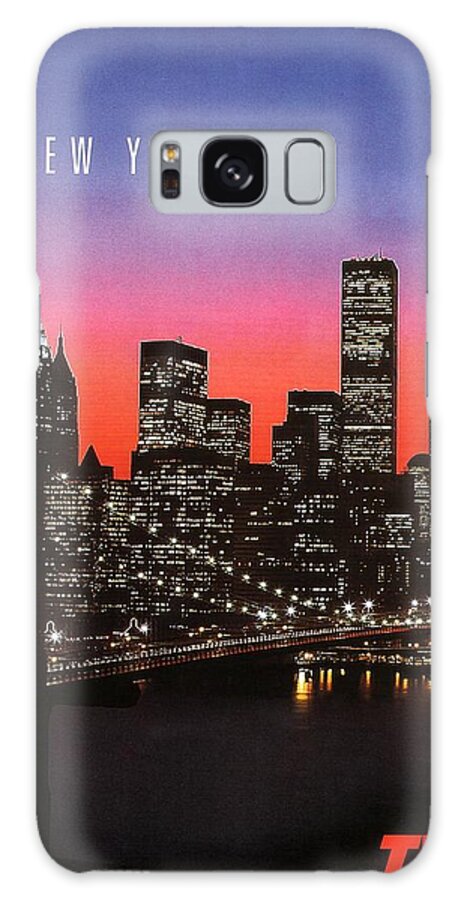 New York City Galaxy Case featuring the mixed media New York at night - Vintage Poster by Studio Grafiikka
