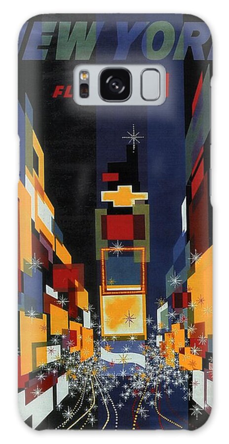 New York City Poster Galaxy Case featuring the painting New York - Geometric Abstract Vintage Poster by Studio Grafiikka
