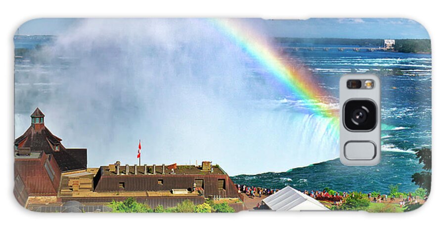 Niagara Falls Galaxy Case featuring the photograph Niagara Falls and Welcome Centre with Rainbow by Charline Xia