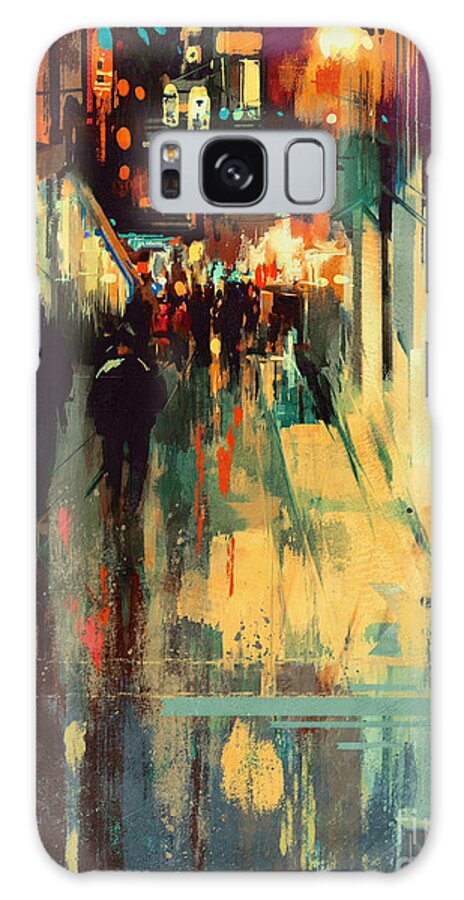 Art Galaxy S8 Case featuring the painting Night alleyway by Tithi Luadthong