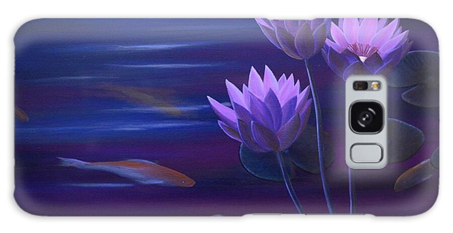 Lotus Galaxy Case featuring the painting Night of the Blue Moon by Torrence Ramsundar