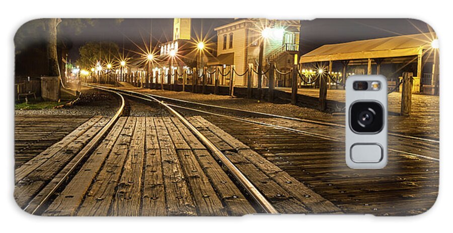Night Scene Galaxy Case featuring the photograph Night Rails by Charles Garcia