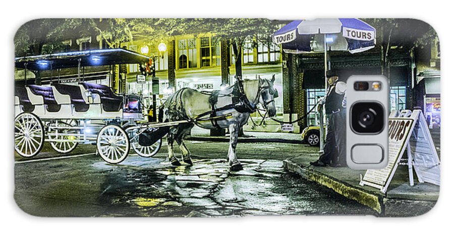 Wilmington's Riverfront Was Named The best American Riverfront By Usa Today.it Is Minutes Away From Nearby Beaches. Tours Galaxy Case featuring the photograph Night tours by horse drawn carriage. by WAZgriffin Digital