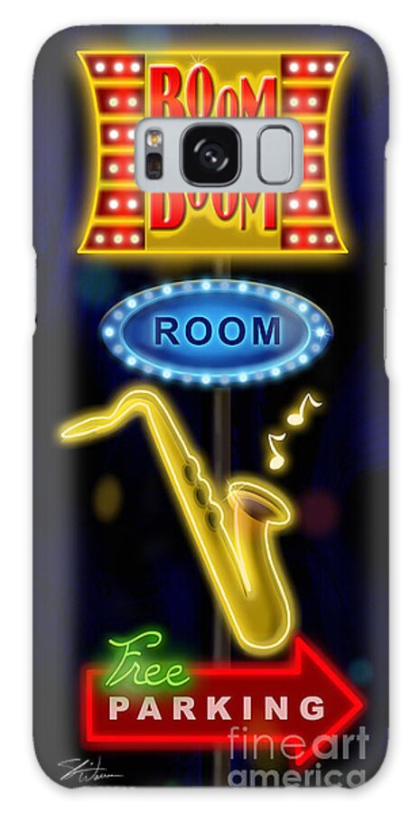 Nightclub Galaxy Case featuring the mixed media Nightclub Sign Boom Boom Room by Shari Warren