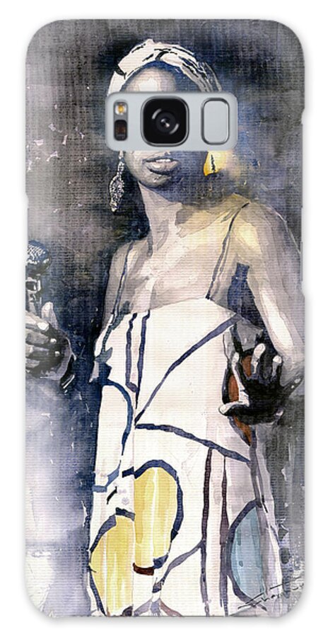Watercolor Galaxy Case featuring the painting Nina Simone by Yuriy Shevchuk
