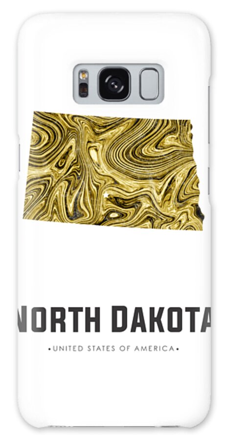 North Dakota Galaxy Case featuring the mixed media North Dakota Map Art Abstract in Golden Brown by Studio Grafiikka