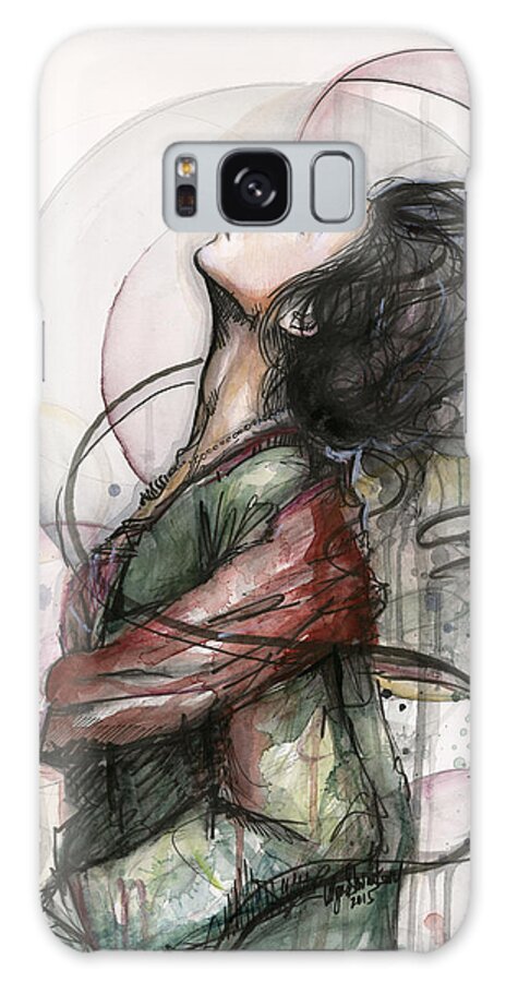Watercolor Galaxy Case featuring the painting Beautiful Lady by Olga Shvartsur