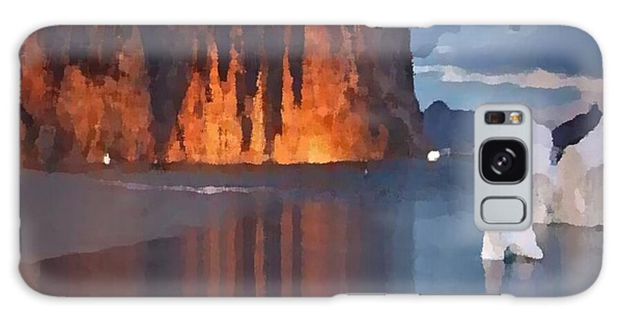 North.rock.iceberg.sea.sky.clouds.cold.landscape.nature.rest.silence Galaxy Case featuring the digital art North Silence by Dr Loifer Vladimir