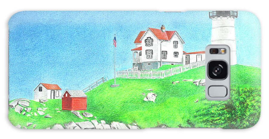 Nubble Lighthouse Galaxy Case featuring the drawing Nubble by Troy Levesque