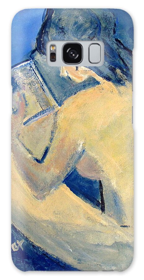 Nude Girl Reading Galaxy S8 Case featuring the painting Nude with Nose in Book by Betty Pieper