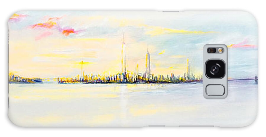 Skyline Galaxy Case featuring the painting Nyc Harbor Sunset by Jack Diamond