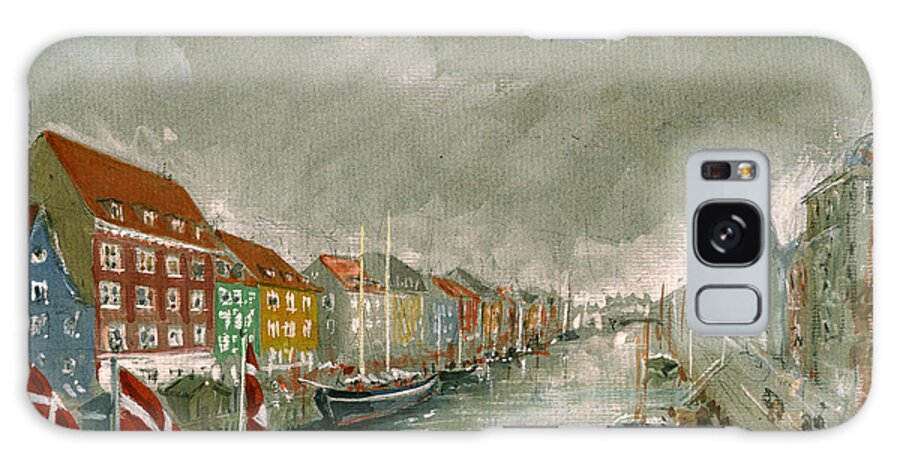 Copenhagen Galaxy Case featuring the painting Nyhavn Copenhagen by Juan Bosco