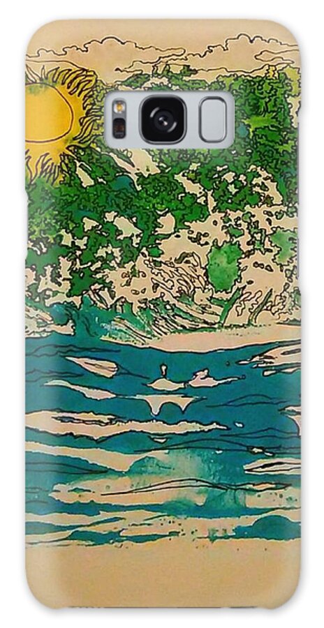 Landscape Galaxy Case featuring the mixed media Ocean #1 by Angela Weddle