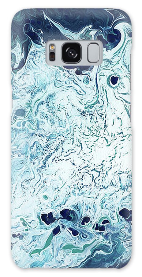 Blue Galaxy Case featuring the mixed media Ocean- Abstract Art by Linda Woods by Linda Woods