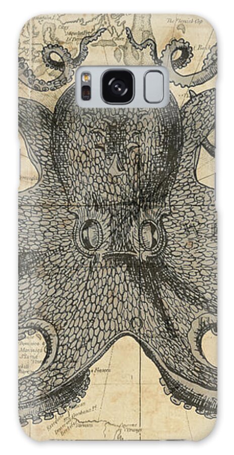 Octopus Galaxy Case featuring the digital art Octopus Sea Chart by Erin Cadigan