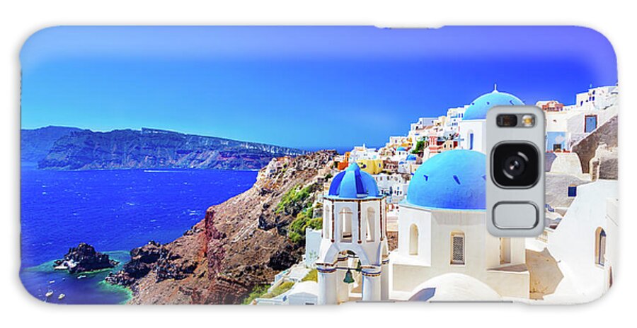 Santorini Galaxy S8 Case featuring the photograph Oia town on Santorini island, Greece. Caldera on Aegean sea. by Michal Bednarek