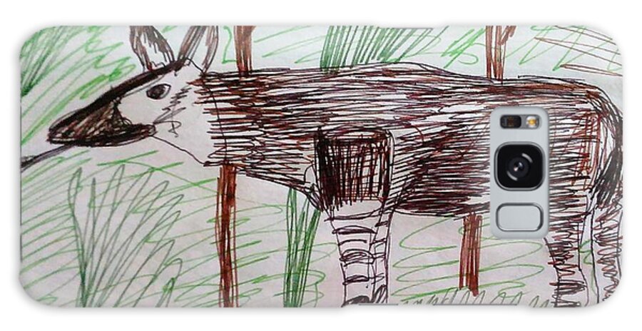 Okapi Galaxy Case featuring the drawing Okapi by Andrew Blitman