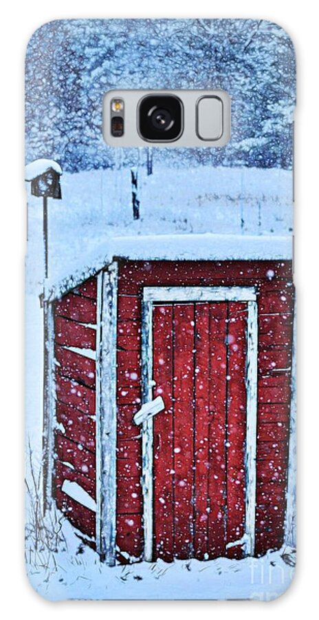 Outhouse Galaxy Case featuring the photograph Old Red Outhouse by Becky Kurth