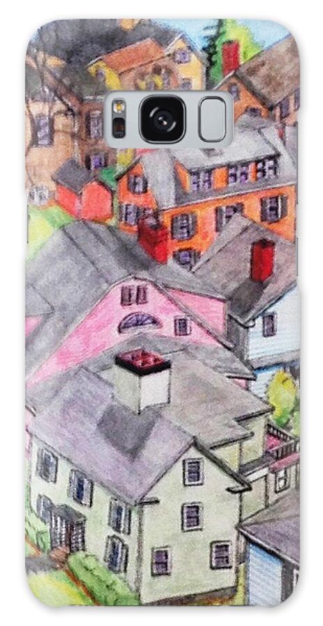 Drawings By Paul Meinerth Galaxy S8 Case featuring the drawing Old Town Marblehead by Paul Meinerth
