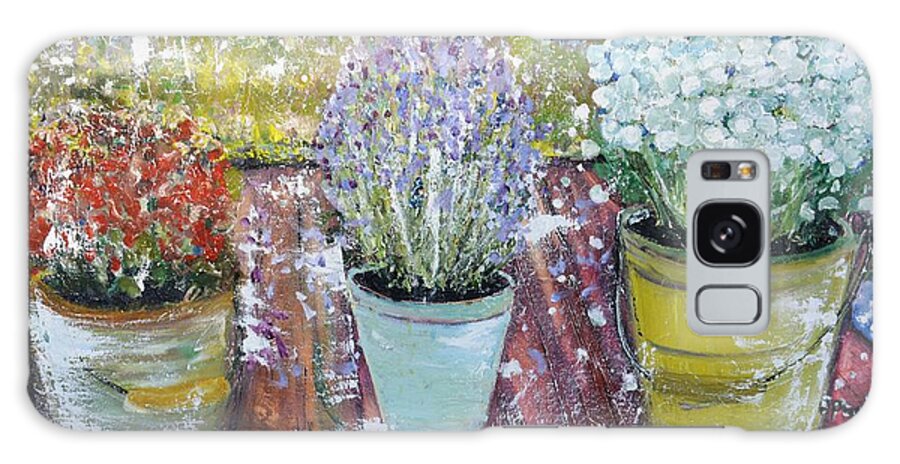 Flowers Galaxy Case featuring the painting On Grandma's Porch by Evelina Popilian