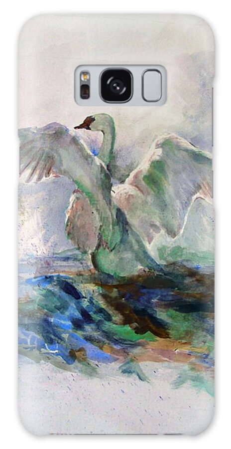 Bird Galaxy Case featuring the painting On the water by Khalid Saeed