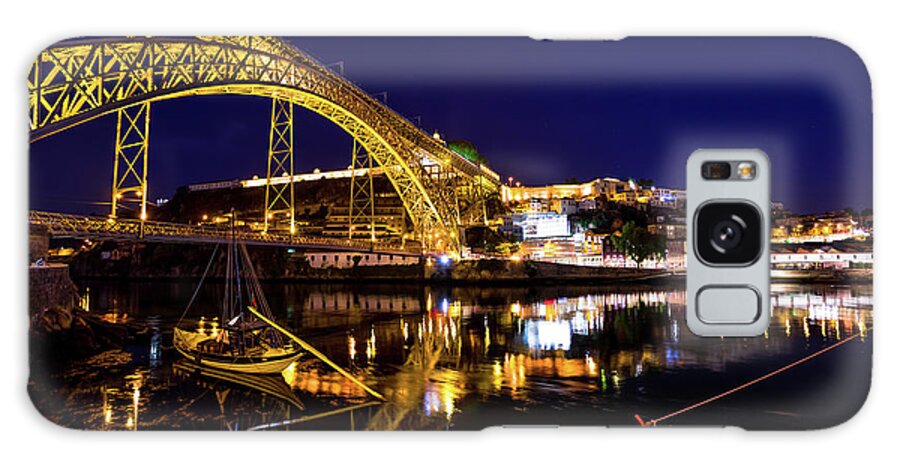 Oporto Galaxy Case featuring the photograph Oporto bridge by night by Benny Marty