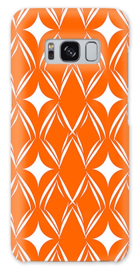 Orange Galaxy S8 Case featuring the mixed media Orange and White Diamonds by Linda Woods