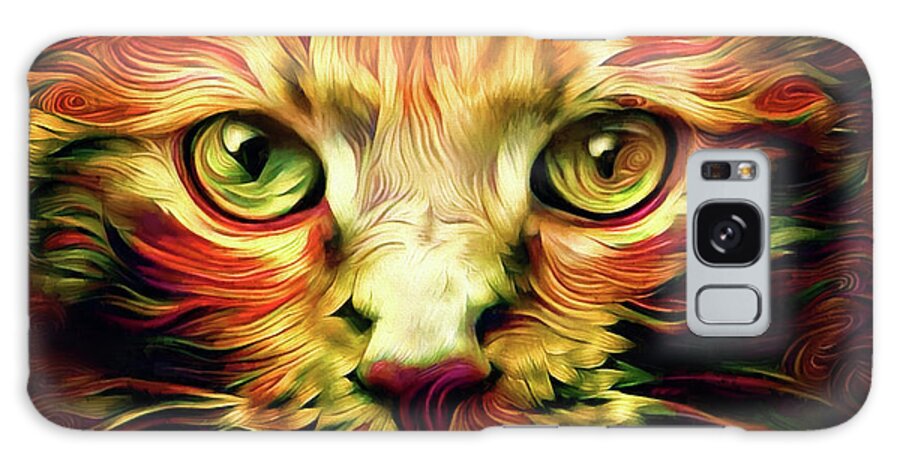Cat Galaxy Case featuring the digital art Orange Cat Art - Feed Me by Peggy Collins