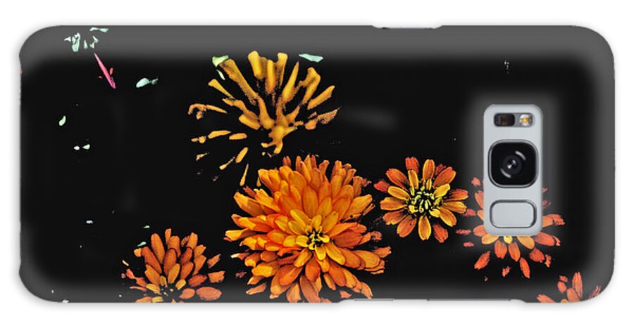  Galaxy S8 Case featuring the photograph Orange Zinnias Black Background by David Frederick