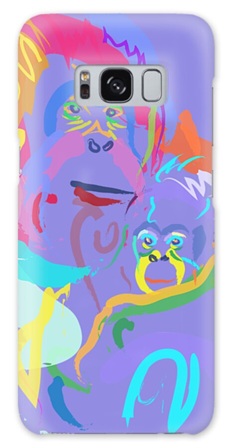 Orangutan Art Galaxy Case featuring the painting Orangutan mom and baby by Go Van Kampen