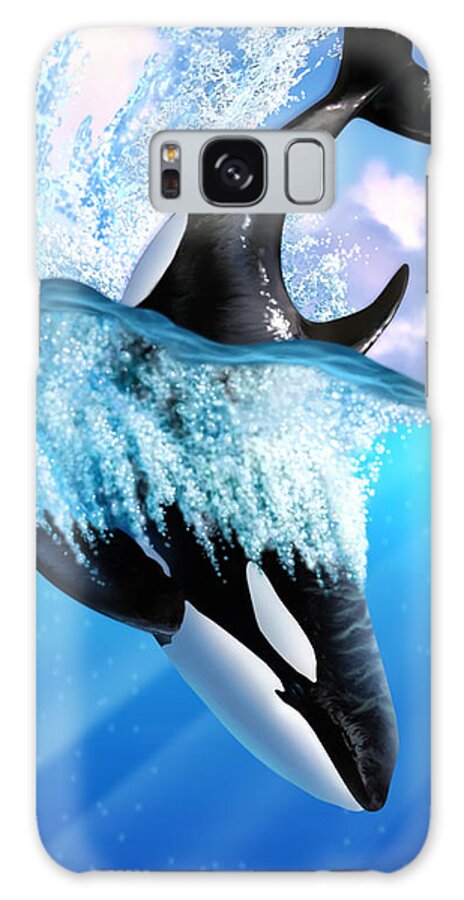 Killer Whale Galaxy Case featuring the digital art Orca 2 by Jerry LoFaro