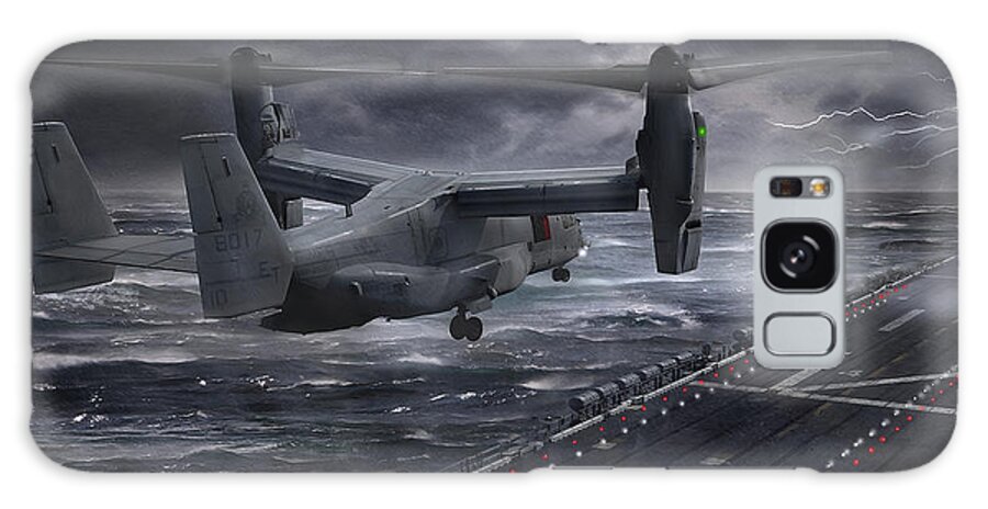 Military Galaxy Case featuring the digital art Osprey Landing on Amphibious Assault Ship by James Vaughan
