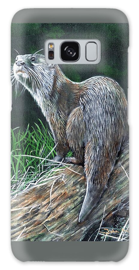 Otter Galaxy S8 Case featuring the painting Otter on Branch by John Neeve