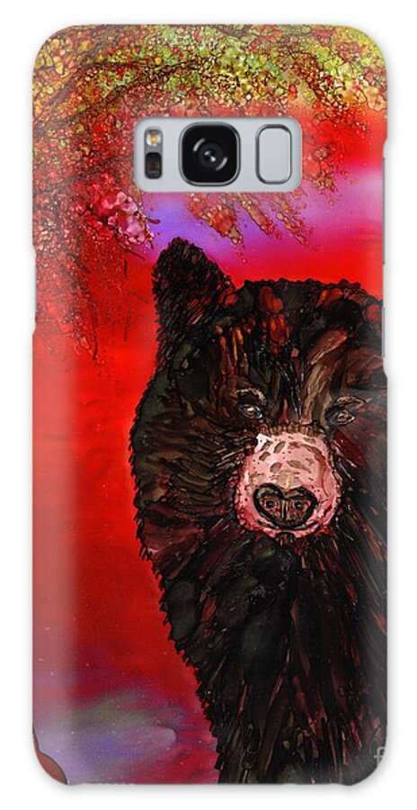 Black Bear Galaxy Case featuring the painting Out of Hibernation by Eunice Warfel