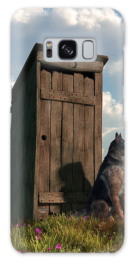 Dog Galaxy S8 Case featuring the digital art Outhouse Guardian - German Shepherd Version by Daniel Eskridge