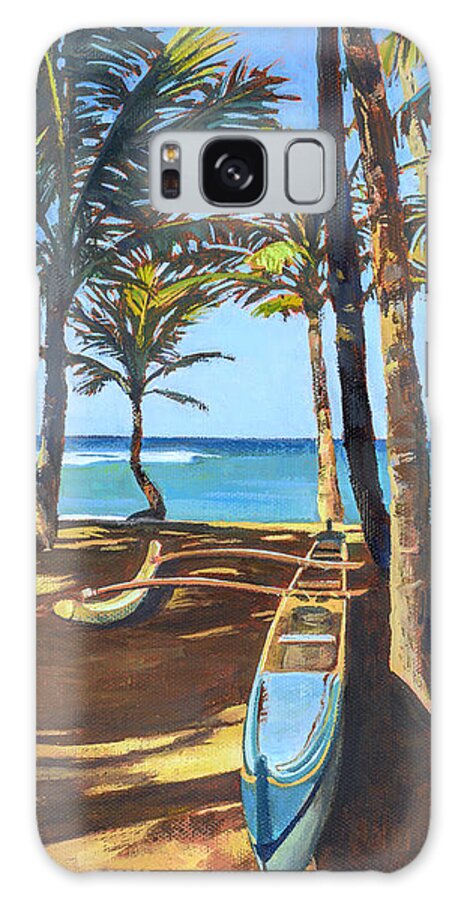 Outrigger Canoe Galaxy Case featuring the painting Outrigger Canoe at Mama's Fish House by Stacy Vosberg