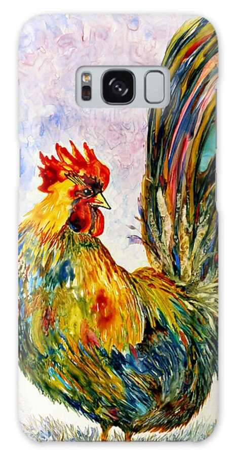 Rooster Galaxy Case featuring the painting Over There? by Kim Shuckhart Gunns