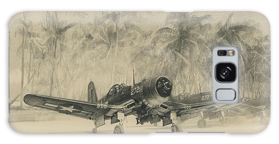 Corsair Galaxy Case featuring the drawing Pacific Corsairs by Wade Meyers