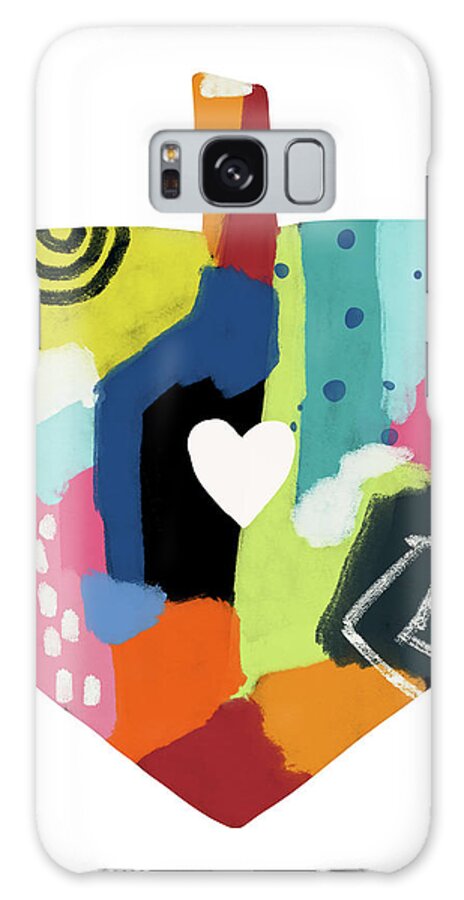 Dreidel Galaxy Case featuring the mixed media Painted Dreidel With Heart- Art by Linda Woods by Linda Woods